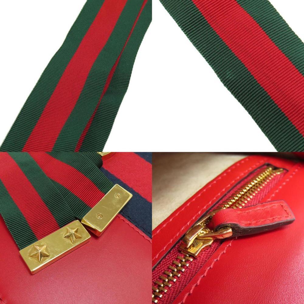 GUCCI Authentic Red Leather Sylvie Shoulder Bag - Picture 6 of 11